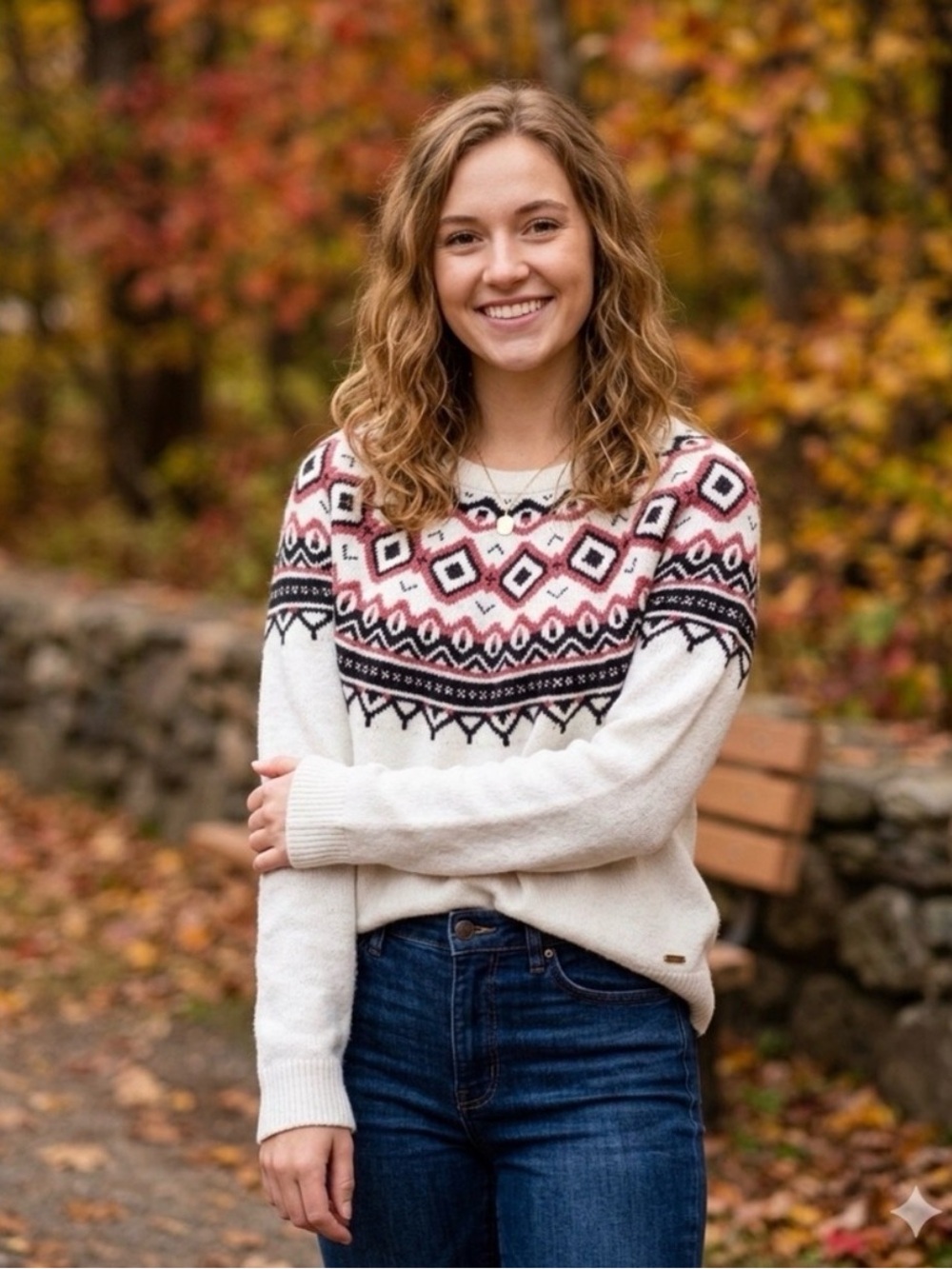 Tommy Hilfiger Fair Isle Sweater XL Cotton Wool Blend Geometric Knit Pullover
